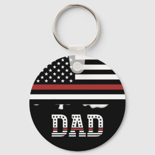 Dad Thin Red Line Firefighter Dad Gifts Key Ring