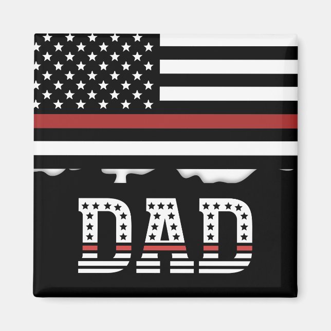 Dad Thin Red Line Firefighter Dad Gifts Magnet (Front)