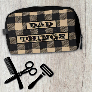 Dad Things Plaid Pattern Toiletry Men's Dopp Kit