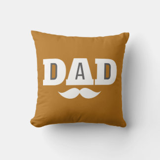 Dad Throw Pillow Mustache Brow Black Grey Orange