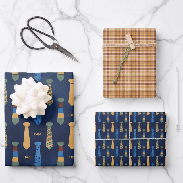 Dad Tie Father's Day Wrapping Paper Sheet (Front)