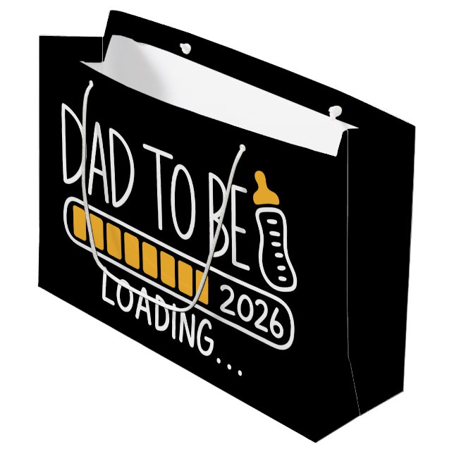 Dad To Be 2026 Promoted to Daddy New Father  Large Gift Bag (Front Angled)