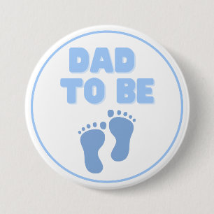 Dad to Be Blue Footprints Button