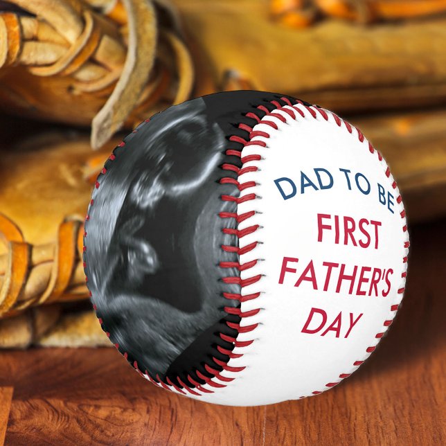 Dad to Be Sonogram Photo First Fathers Day Baseball (Creator Uploaded)
