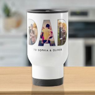 Dad To Kids Names & Photos Modern Cute Travel Mug