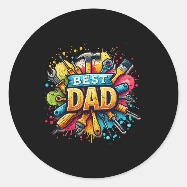 Dad Tools Craftsman Dad Daddy Father Fathers Day  Classic Round Sticker (Front)