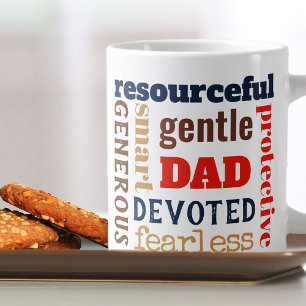 Dad Traits - Word Cloud in Multi Colour Typography Large Coffee Mug
