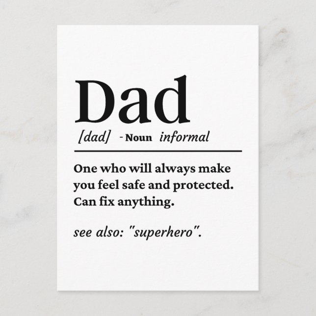 Dad Unique Definition Dad Gift Father's Day Card  (Front)