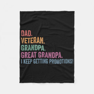 Dad Veteran Funny Grandpa Great Grandpa Fathers Da Fleece Blanket