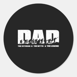 Dad Veteran Myth Legend Fathers Day Dad Grandpa Ve Classic Round Sticker