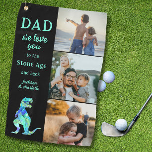 Dad We Love You 3 Photo Collage Funny  Golf Towel