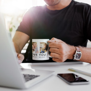 Dad We Love You 3 Photo Letter Coffee Mug