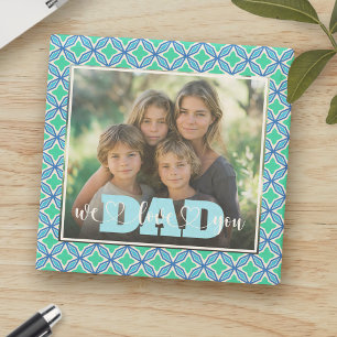 Dad We Love You Blue Green Custom Photo Stone Coaster