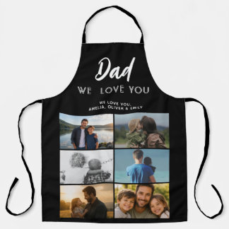 Dad We Love You Family 6 Photo Collage Apron