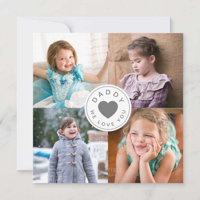 Dad We Love You Heart Photo Collage  (Front)