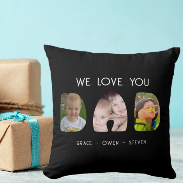 Dad - We Love You! Personalise with Photo & Name Cushion (Creator Uploaded)