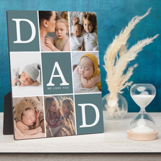 Dad We Love You Photo Collage Plaque (Side)