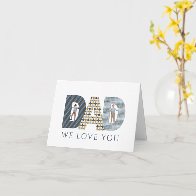Dad We Love You Photo Greeting Card (Yellow Flower)
