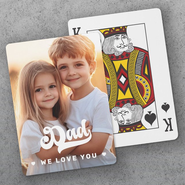 Dad we love you photo hearts text fathers day playing cards (Dad we love you photo hearts text fathers day poker cards)