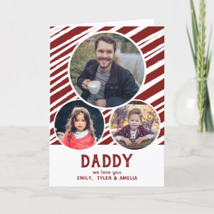 Dad we love you Red Stripes 3 Photos Father`s Day Card