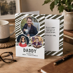 Dad we love you Stripes 3 Photos Father`s Day Holiday Card