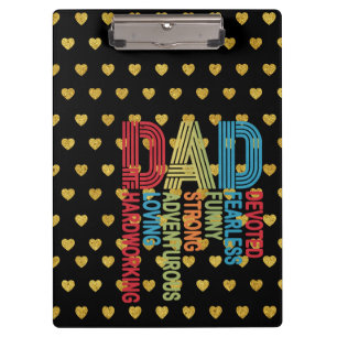 Dad with Golden Heart Black Gold theme Clipboard