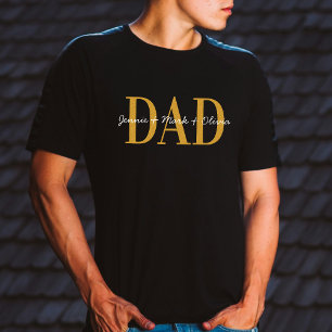 Dad With Kids Name Father's Day White Gold T-Shirt
