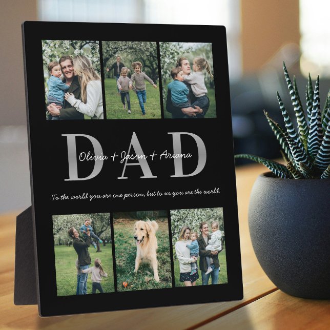 Dad With Kids Names & Photos Father's Day Modern Plaque (Creator Uploaded)