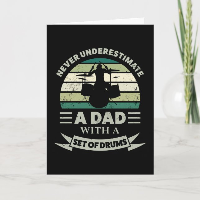 Dad with set of Drums Funny Gift Fathers Day Men Card (Front)