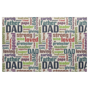 Dad Word Cloud Text Father's Day Typography Fabric