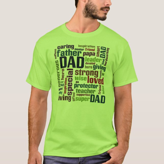 Dad Word Cloud Text Father's Day Typography T-Shirt (Front)