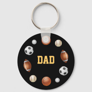 Dad World of Sports Black Keychain