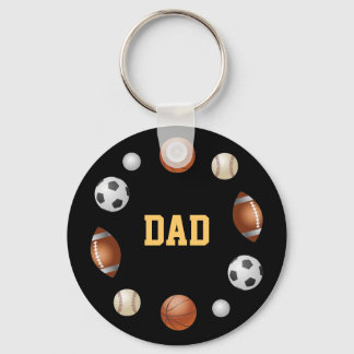 Dad World of Sports Black Keychain