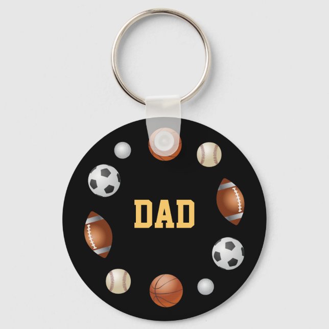 Dad World of Sports Black Keychain (Front)