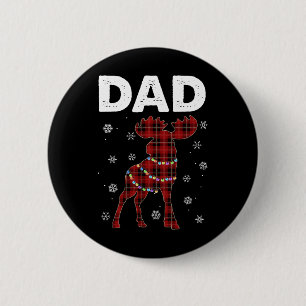Dad X-mas Moose Santa Family Matching Pyjamas  6 Cm Round Badge