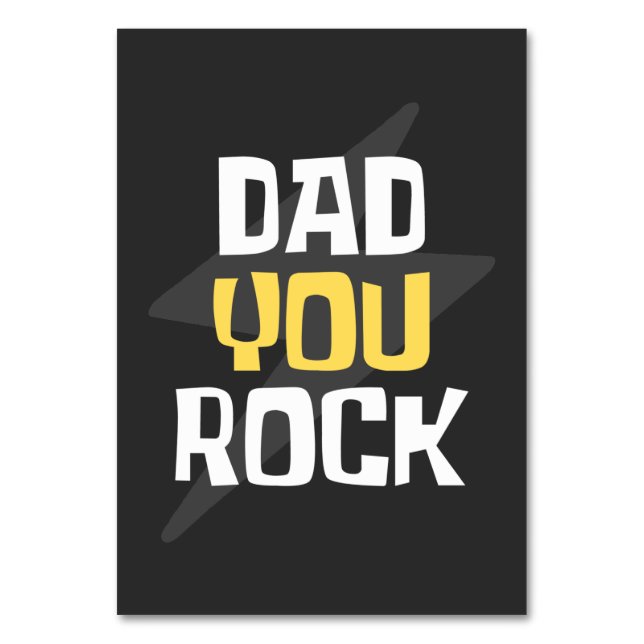 Dad You Rock - Father's Day / Birthday Gift Table Number (Front)