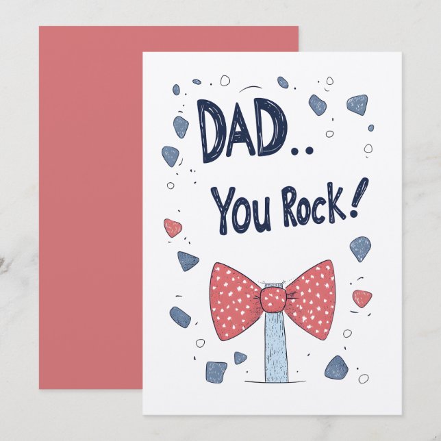 DAD… YOU ROCK! | Funny Father’s Day Gift with Bow  Invitation (Front/Back)