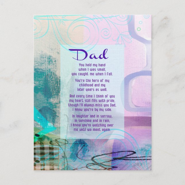 Dad, You Stood Beside Me - Sympathy Postcard (Front)