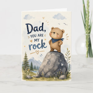 Dad, You're My Rock Watercolor Bear Card