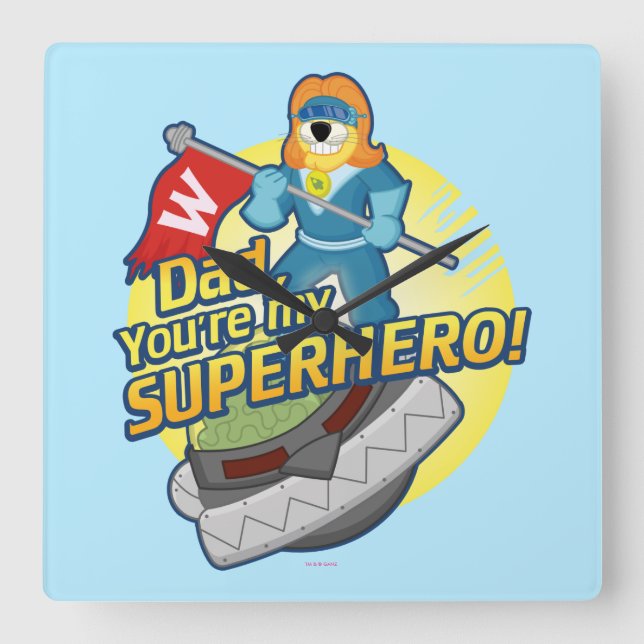 Dad, You're My Superhero Square Wall Clock (Front)