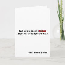 Dad, You're One In A Billion, Funny Father's Day