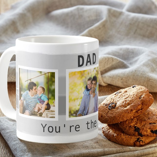 Dad You're the Best Grey Brush Stroke 3 Photo Coffee Mug (Creator Uploaded)