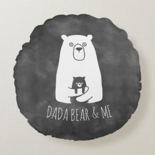 DADA BEAR & ME Dad Kids Daughter Son Dada Bear Round Cushion