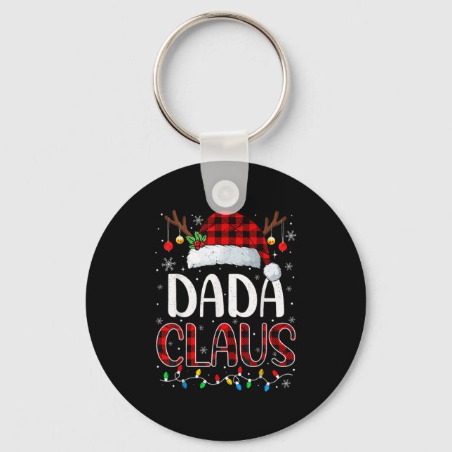 Dada Claus Christmas Lights Pajama Family Matching Key Ring (Front)