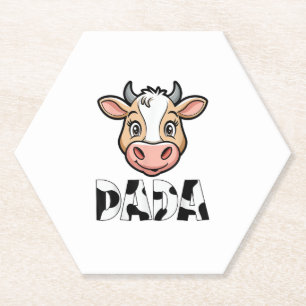 Dada Cow Print Cow Pattern Father's Day  Paper Coaster