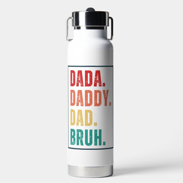 Dada Daddy Dad Bruh distressed retro Father's Day  Water Bottle (Front)