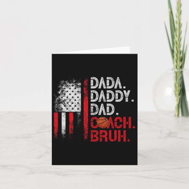 Dada Daddy Dad Coach Bruh Sketll Dad Us Flag Fathe Card (Front)