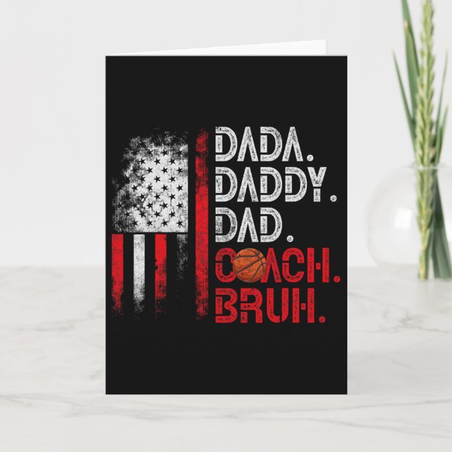 Dada Daddy Dad Coach Bruh Sketll Dad Us Flag Fathe Card (Front)
