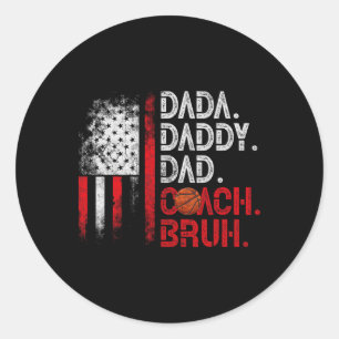 Dada Daddy Dad Coach Bruh Sketll Dad Us Flag Fathe Classic Round Sticker