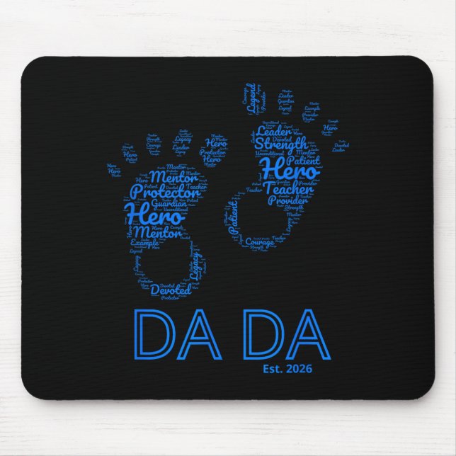 Dada Fathers Day Est 2026 Word Cloud Baby Mouse Pad (Front)